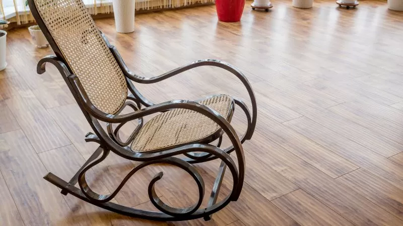 rocking chair on hardwood floor